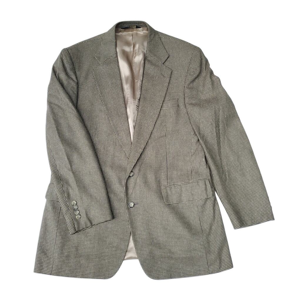 Jos A Bank Preppy Micro Houndstooth Blazer Jacket Sport Coat Blue Executive 42L